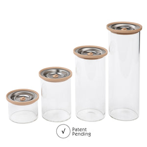 Luvele Tall Glass Vacuum Container set of Four - Glass Food Storage Containers